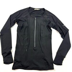 Athleta Pacifica Rashguard Long Sleeve Swim Top Half Zip Black